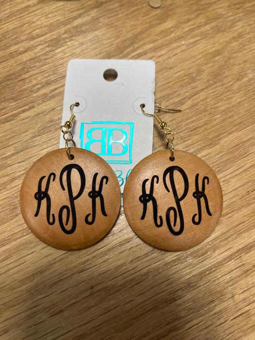 25th Anniversary Throwback Monogramed Wood Earrings