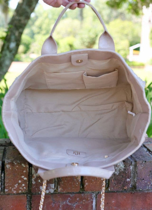 Melissa Tote Bag: Nude Patent Purse by Caroline Hill