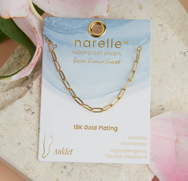 Waterproof Gold Paperclip Anklet