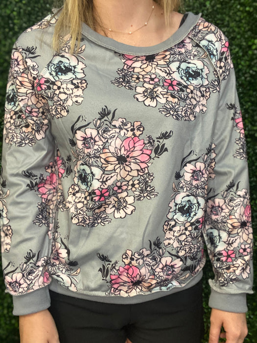 #29 Doodled Daisy Sweatshirt.  Can be worn on or off the shoulder. (XS, S, & 3XL)