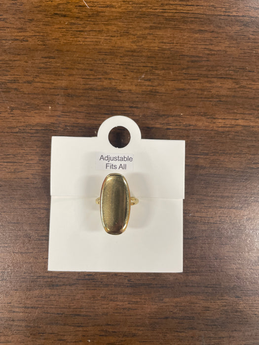 Long Oval Gold Adjustable Ring