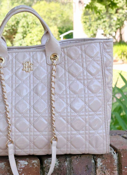 Melissa Tote Bag: Nude Patent Purse by Caroline Hill