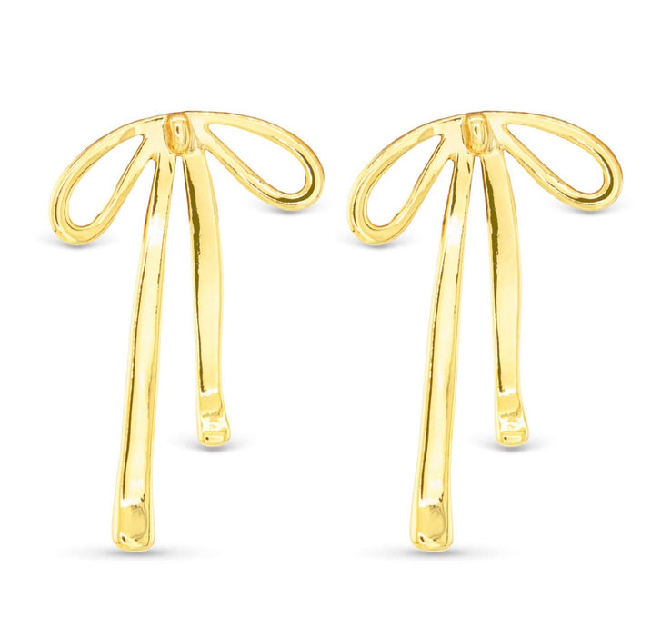 Gold Long Bow Earrings