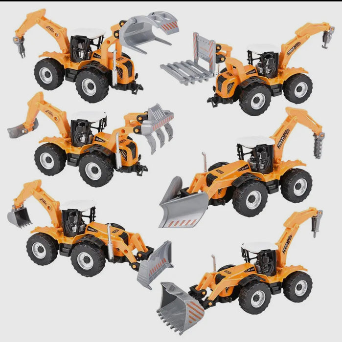 Die Cast Pull Back Farm Tractors.  7"