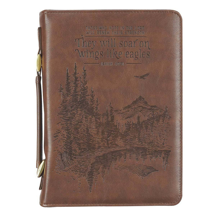Bible Cover Classic Brown Wings Like Eagles Isa. 40:31: Extra Large