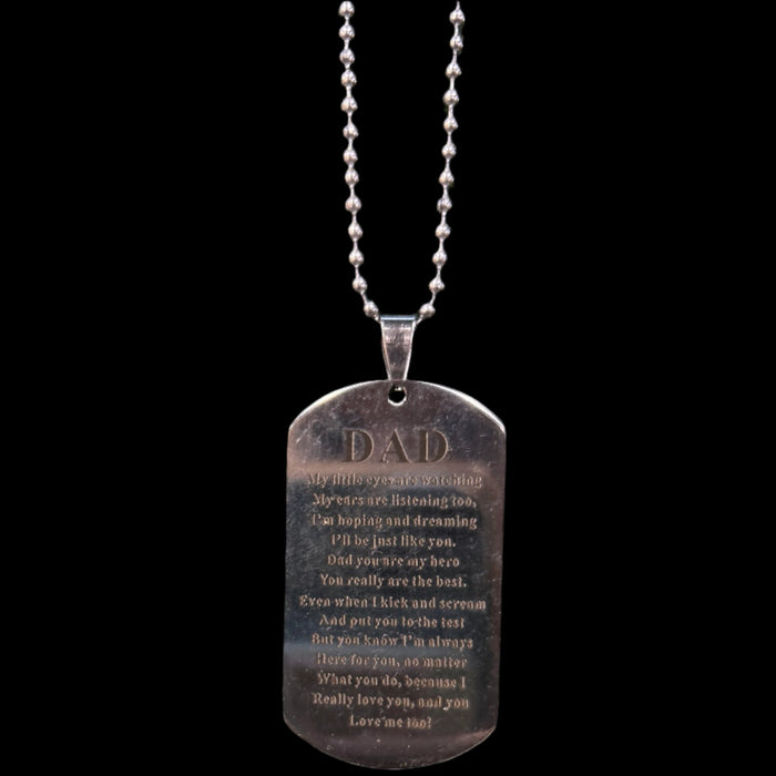 Dad Dog Tag Silver Necklace