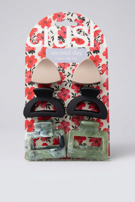 Crush Second Day Claw Clip Set, 6 mini clips total. 3 Color Options