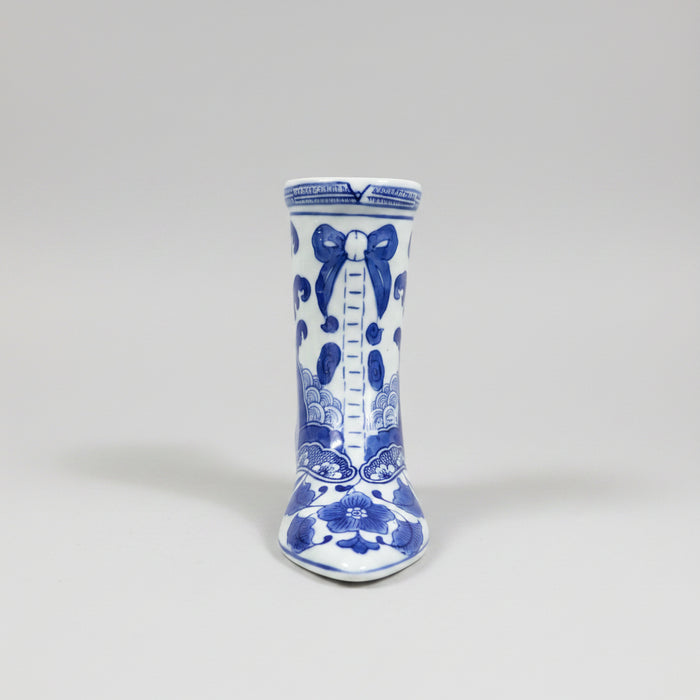 Blue & White Chinoiserie Porcelain Boot Vase / Planter