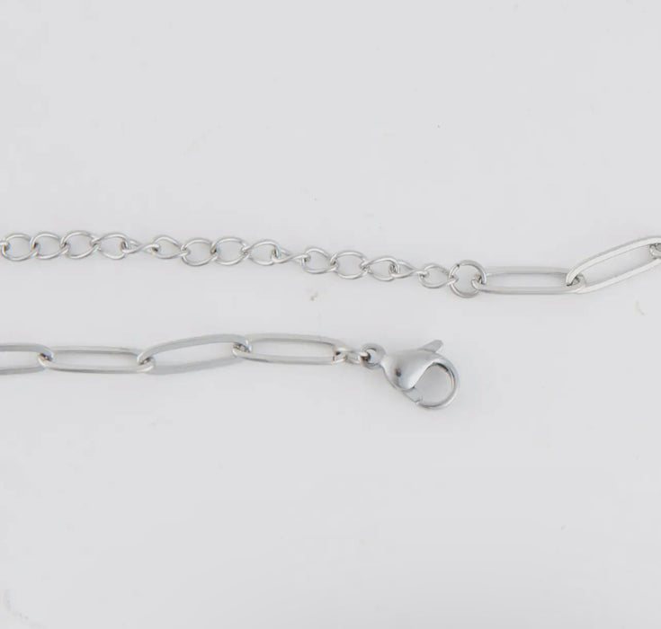Waterproof Silver 18” Paper Clip Chain Necklace
