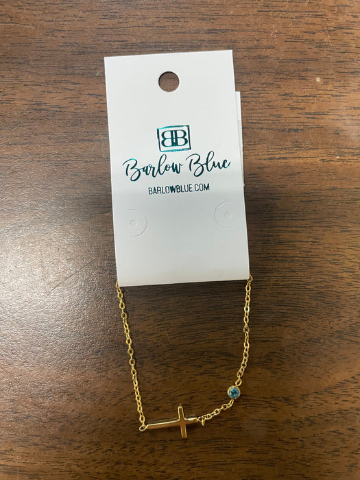 Sideways Cross Birthstone Bracelet