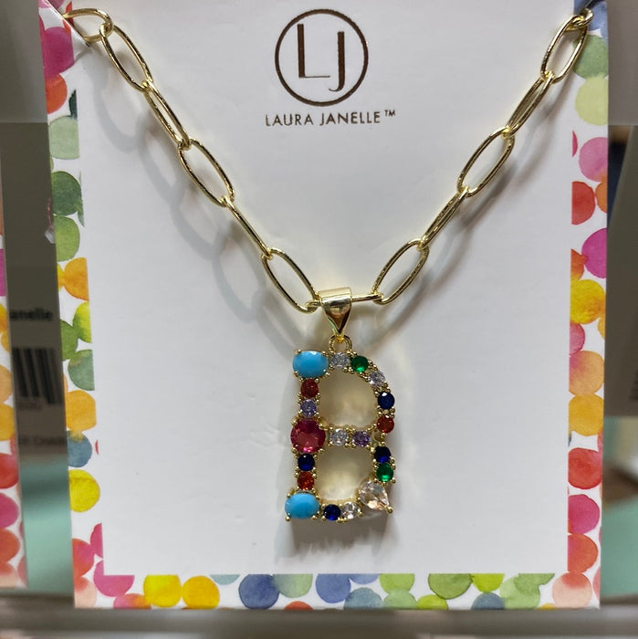 Colorful Stone Initial Necklaces