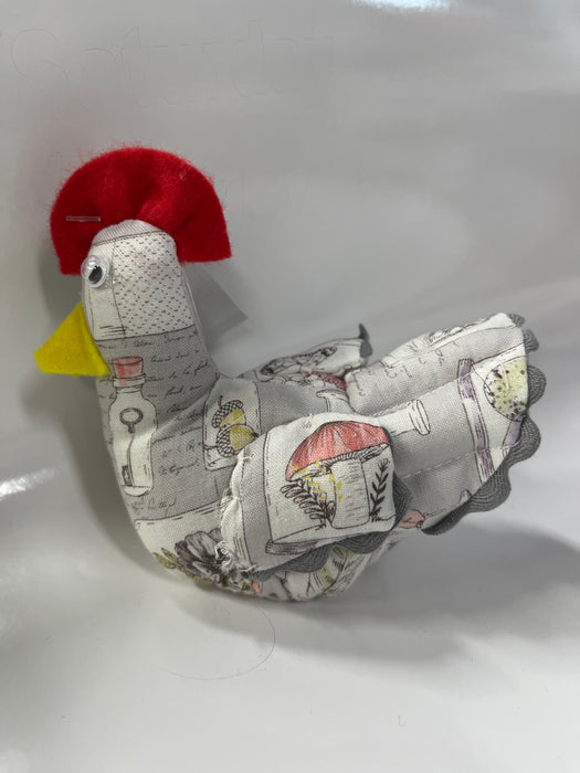 Miniature Hand Sewn Chickens .  Made from Fun Fabric or Vintage Feed Sacks.