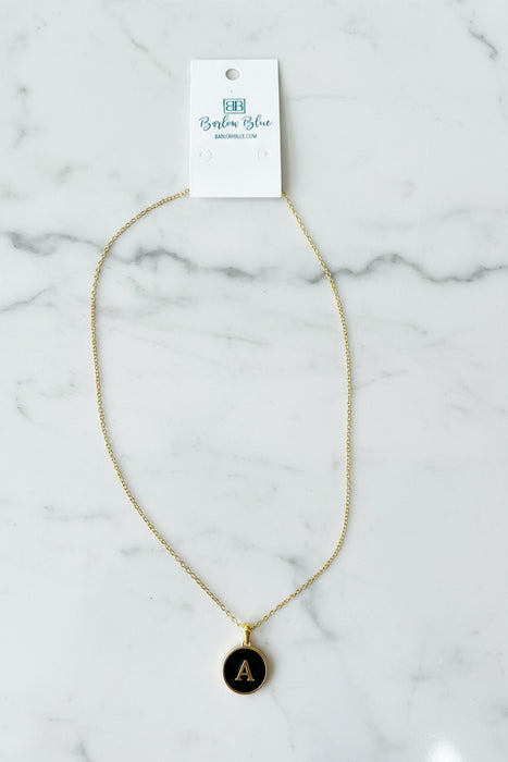 Black "A" Initial Necklace