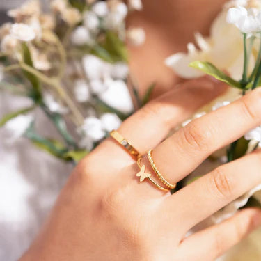 Braided Spacer Ring- Waterproof 18K Gold PVD Stainless. Available in Many Sizes!