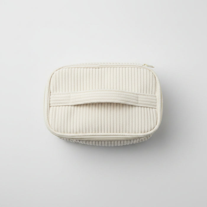 Cream Striped Makeup Bag