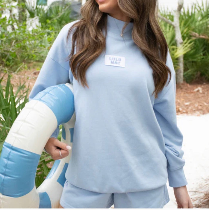 Adult Light Blue Lulu Mac Mock Neck Sweatshirt