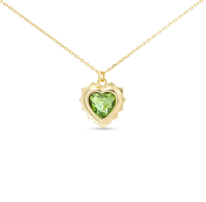 Gold Crystal Birthstone Heart Necklace