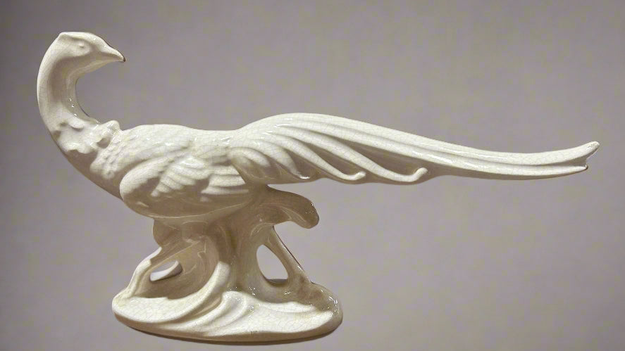 Vintage White Ceramic Peacock Figurine