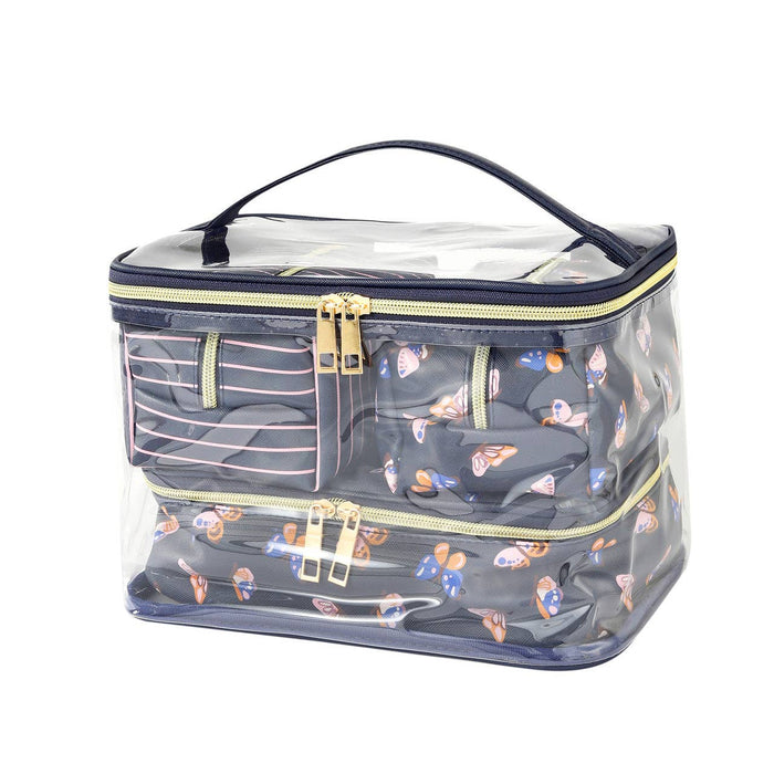 4pc Cosmetic Bags Set.  Choose from Bows or Butterflies.  Perfect for Graduation Gifts!