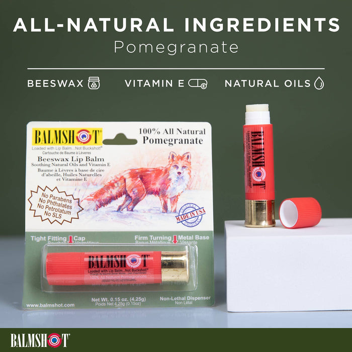 Pomegranate Beeswax Lip Balm in a Bullet (100% All Natural)
