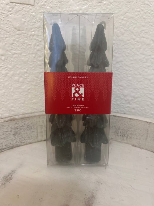5.6in Christmas Tree Shaped Taper Candles- Pack of 2!