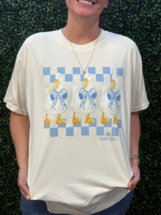 90’s Blue Goose Checkered Tee on Ivory Comfort Colors