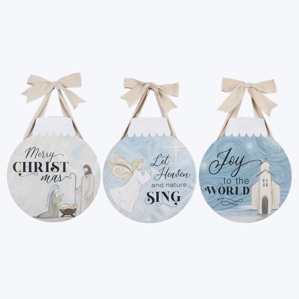 Wood Christmas Ornament Shaped Wall Sign- 3 Styles!