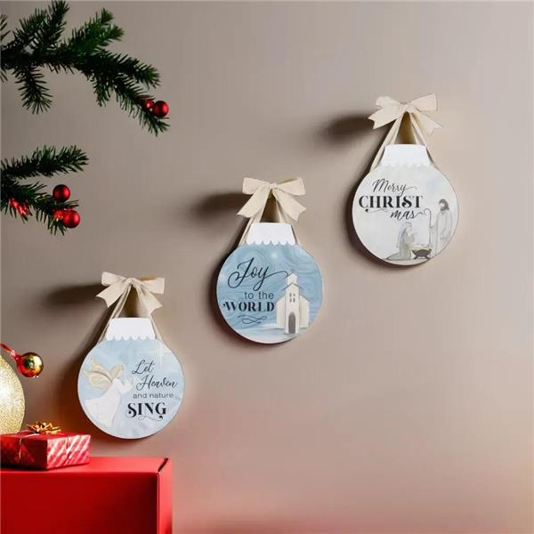Wood Christmas Ornament Shaped Wall Sign- 3 Styles!