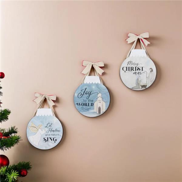 Wood Christmas Ornament Shaped Wall Sign- 3 Styles!