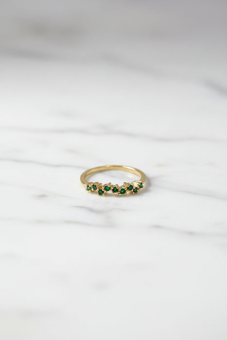 Birthstone Square Stone on Gold Band Ring- Adjustable Fits All