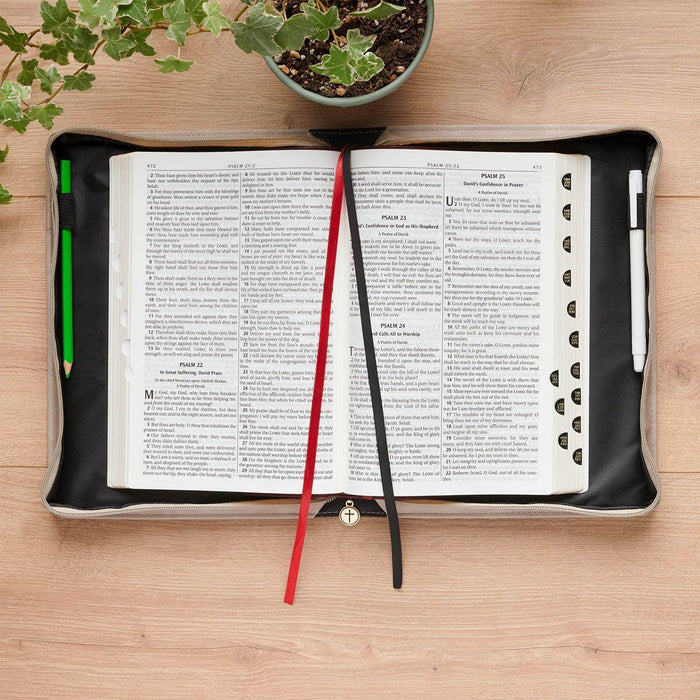 Bible Cover Fashion Taupe My Grace Is Sufficient 2 Cor 12:9: Large