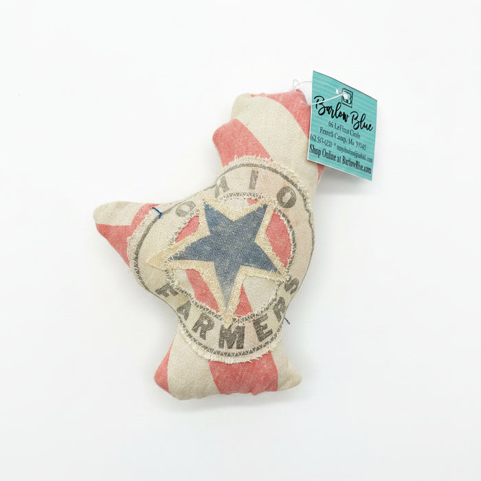 Miniature Hand Sewn Stuffed Chickens.  Made from Fun Fabric or Vintage Feed Sacks.