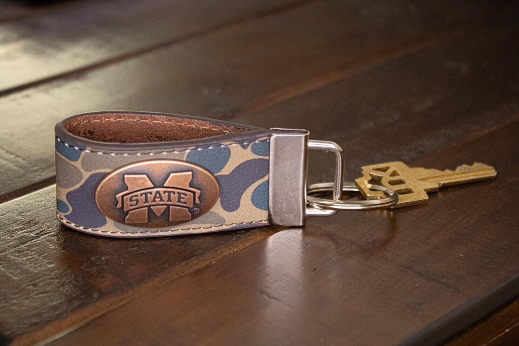 Collegiate Old School Camo Leather Loop Keychain- 2 Styles Available!