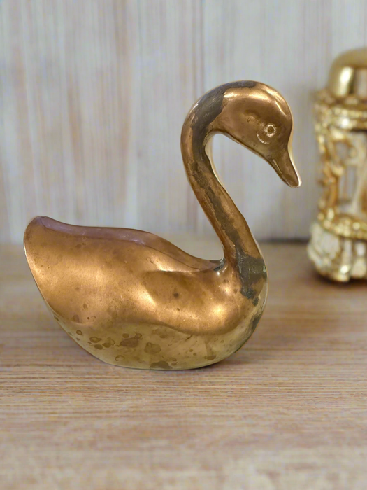 6” Tall Vintage Solid Brass Swan or Duck.  Heavy.  Has aged patina that will come off.