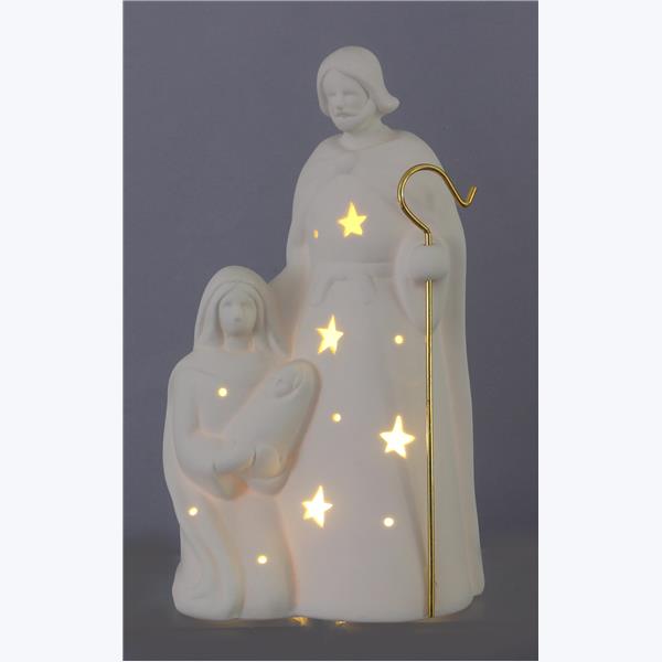 Stoneware Nativity with LED Light, White