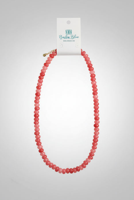 Pastel Red Beaded Necklace
