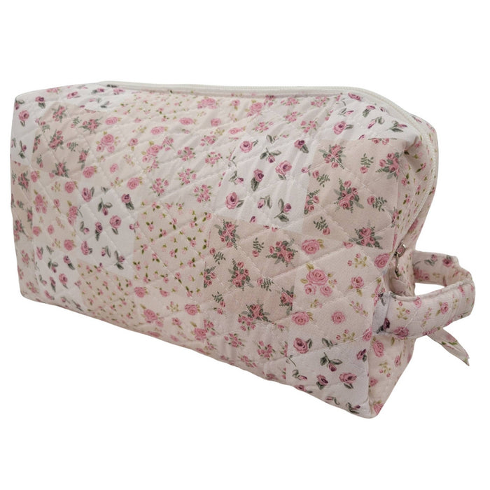 Rose Floral Patchwork Quilted Vanity and Travel Bag