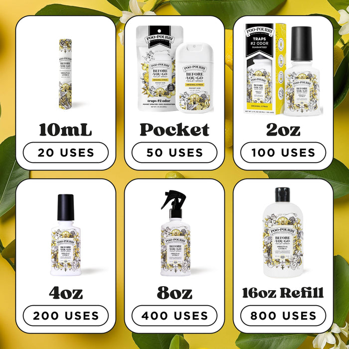 Poo~Pourri Original Citrus Toilet Spray 4oz.: Lemon + Bergamot + Lemongrass