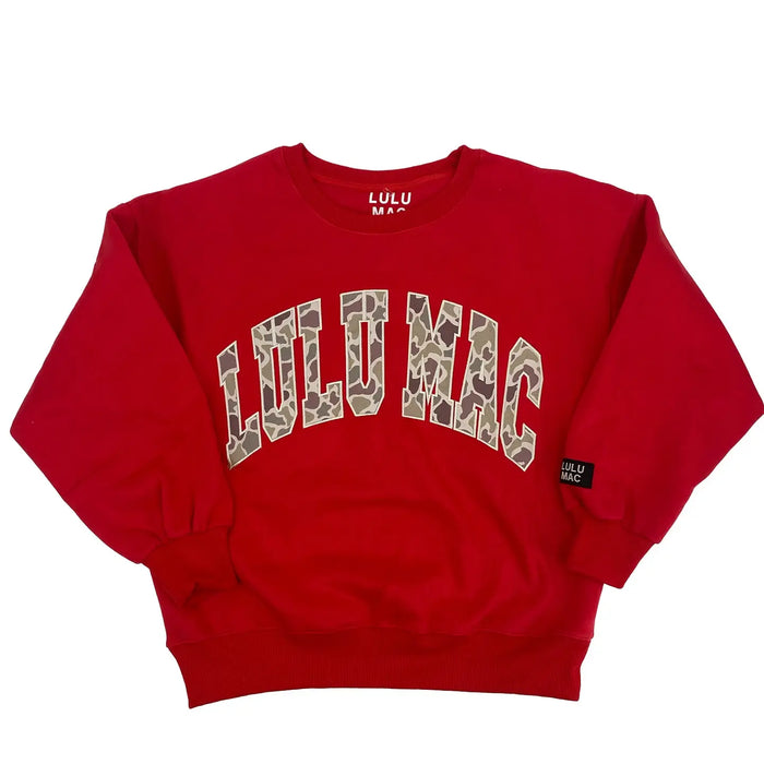 Lulu Mac Sweatshirt Red with Camo Embroidered Design
