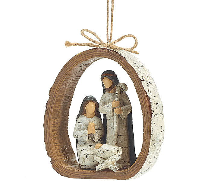 Birch Bark Holy Family Ornament