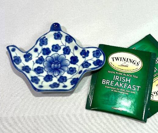 Blue & White Tea Bag Caddy, Trinket Dish etc  Coriander Pattern