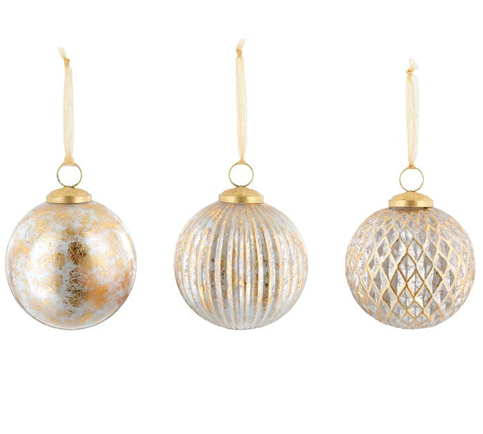 White Glass & Gold Ornament- 3 Styles!