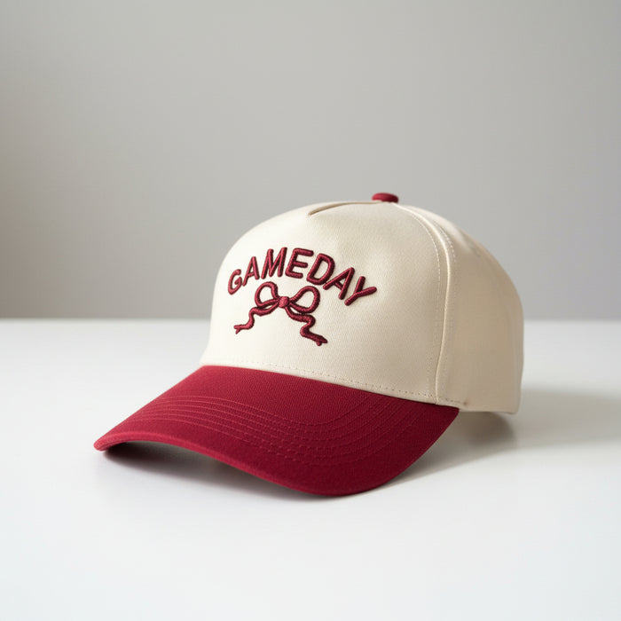 Maroon & Cream Gameday Hat With Bow