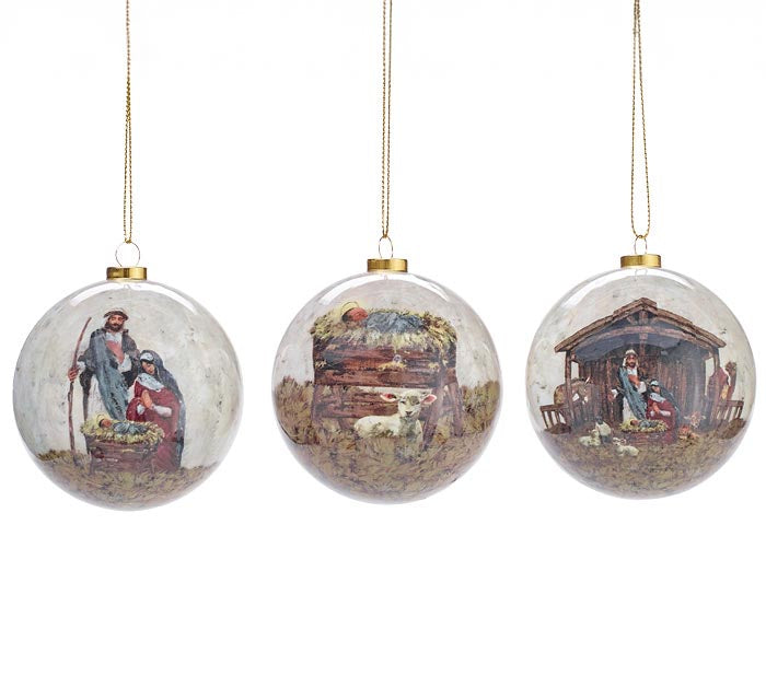 3" Nativity Paper Mache Ornaments on Cream Background- 3 Styles Available!