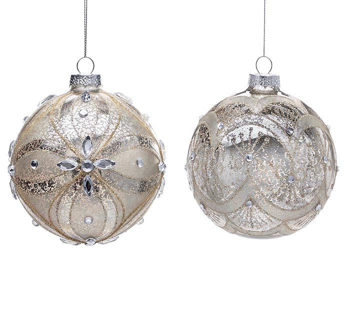 Champagne Faux Mercury Glass Ornaments-2 Styles!