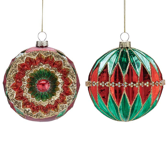 Vintage Red, Green, & Gold Ornaments- 2 Styles!