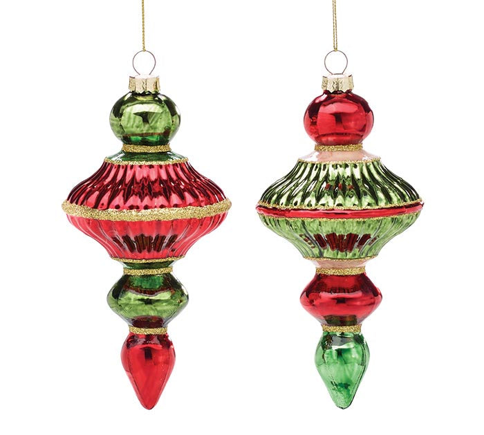 Red & Green Finials Ornaments- 2 Styles!