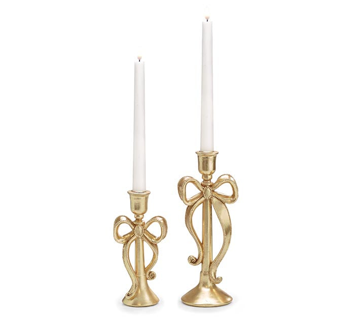 Resin Gold Bow Candleholders- 2 Sizes Available!