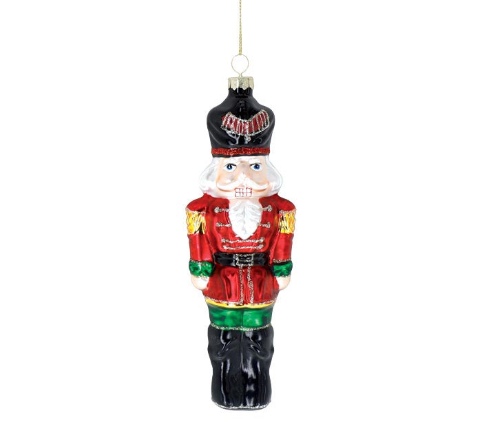 Glass Nutcracker Red Ornament