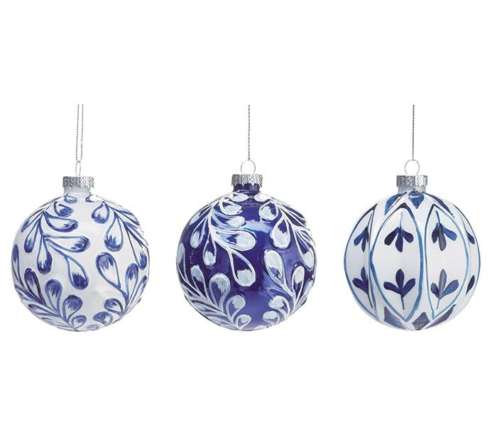 Blue & White Floral Ornaments- 3 Styles!